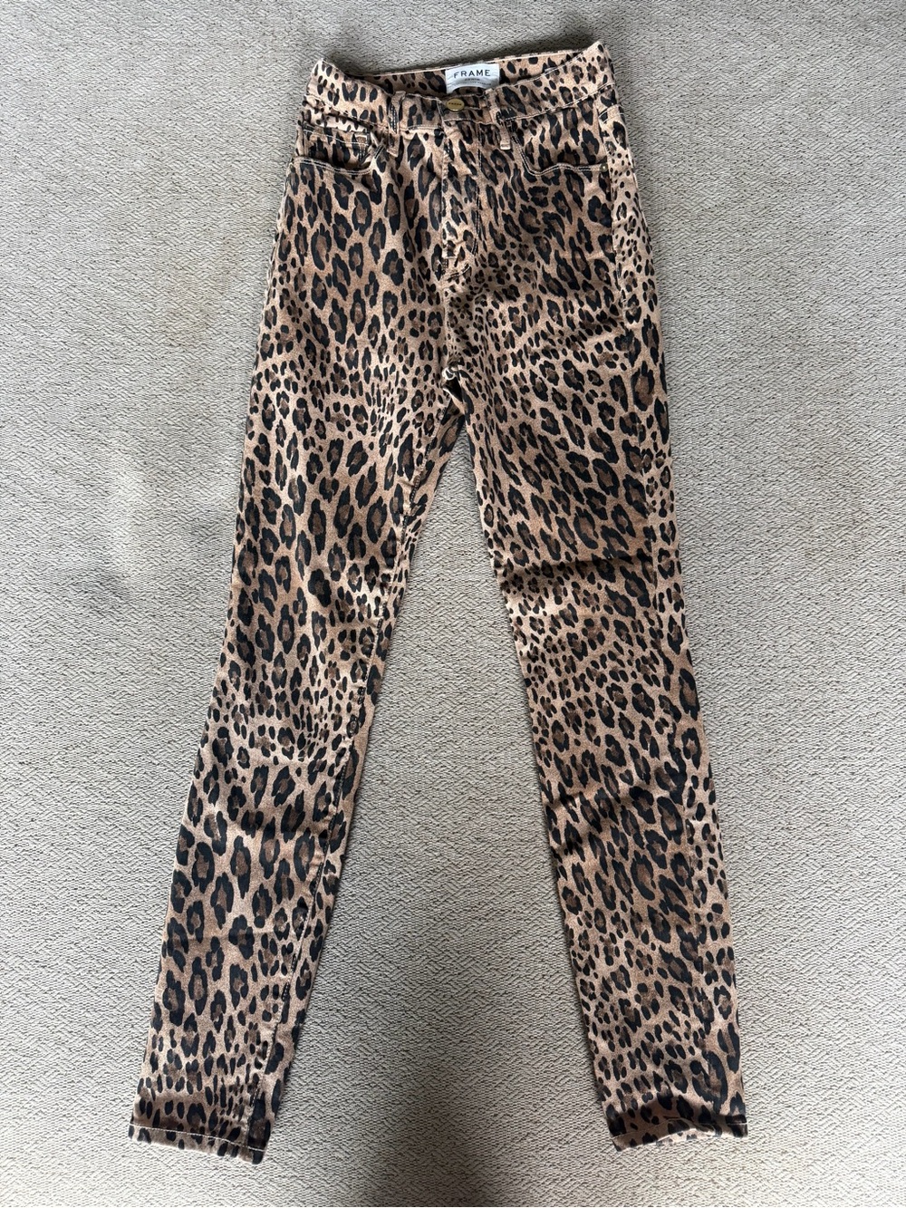 FRAME Denim Ali High Rise Cigarette Leopard Print Jeans Size 25